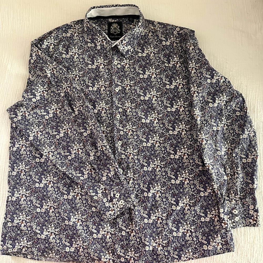 English Laundry Blue/Violet Floral Shirt XXL